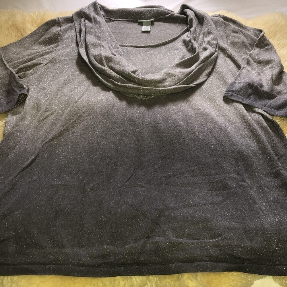 Silver gray Ombré cowl neck short sleeve sweater size 3x